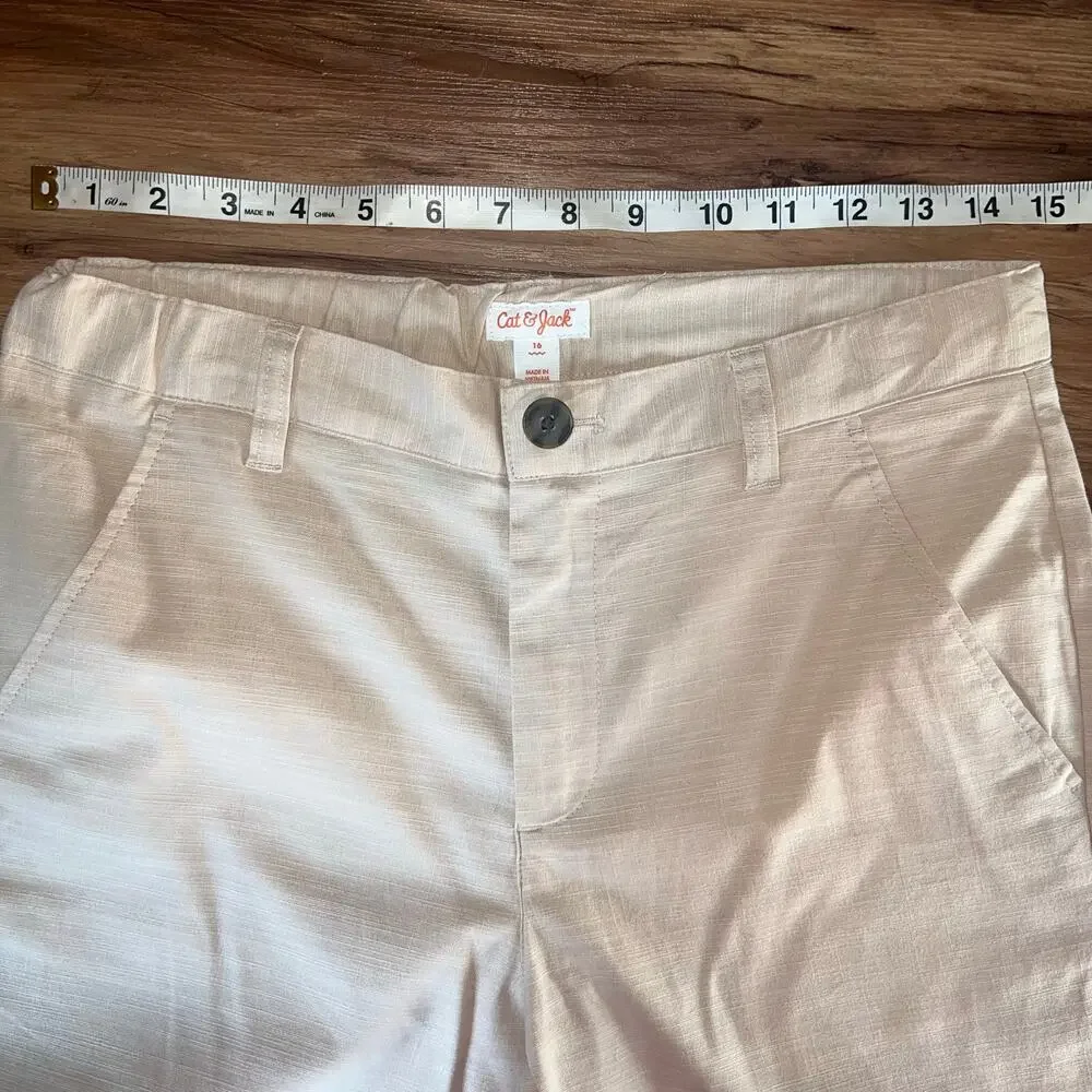 Cat & Jack Cream Khaki Chino Pants Casual Straight Leg Trousers Size 16